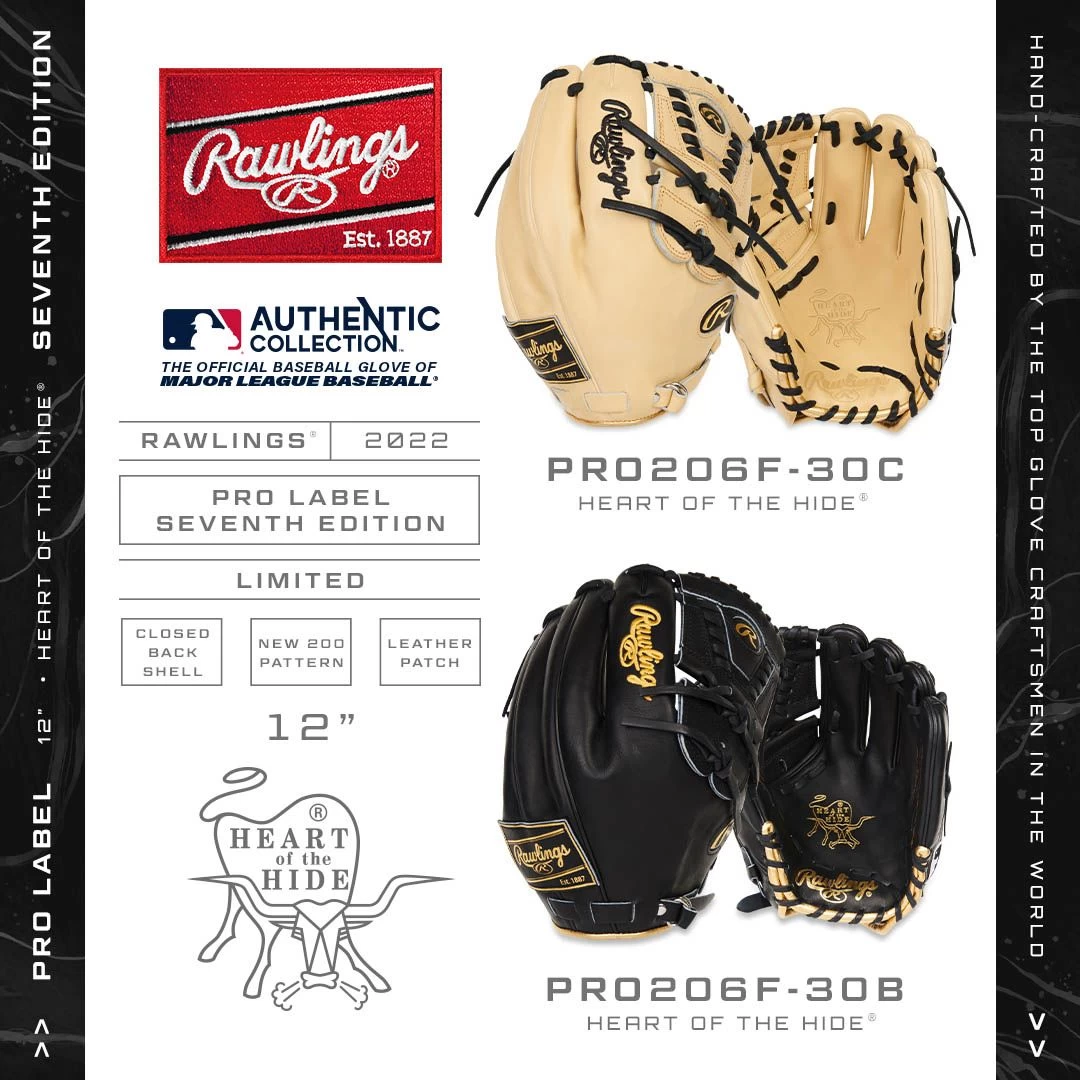 2023 Rawlings Pro Label 7 12" Heart Of The Hide Infield/Pitcher Glove PRO206F-30C - Image 7